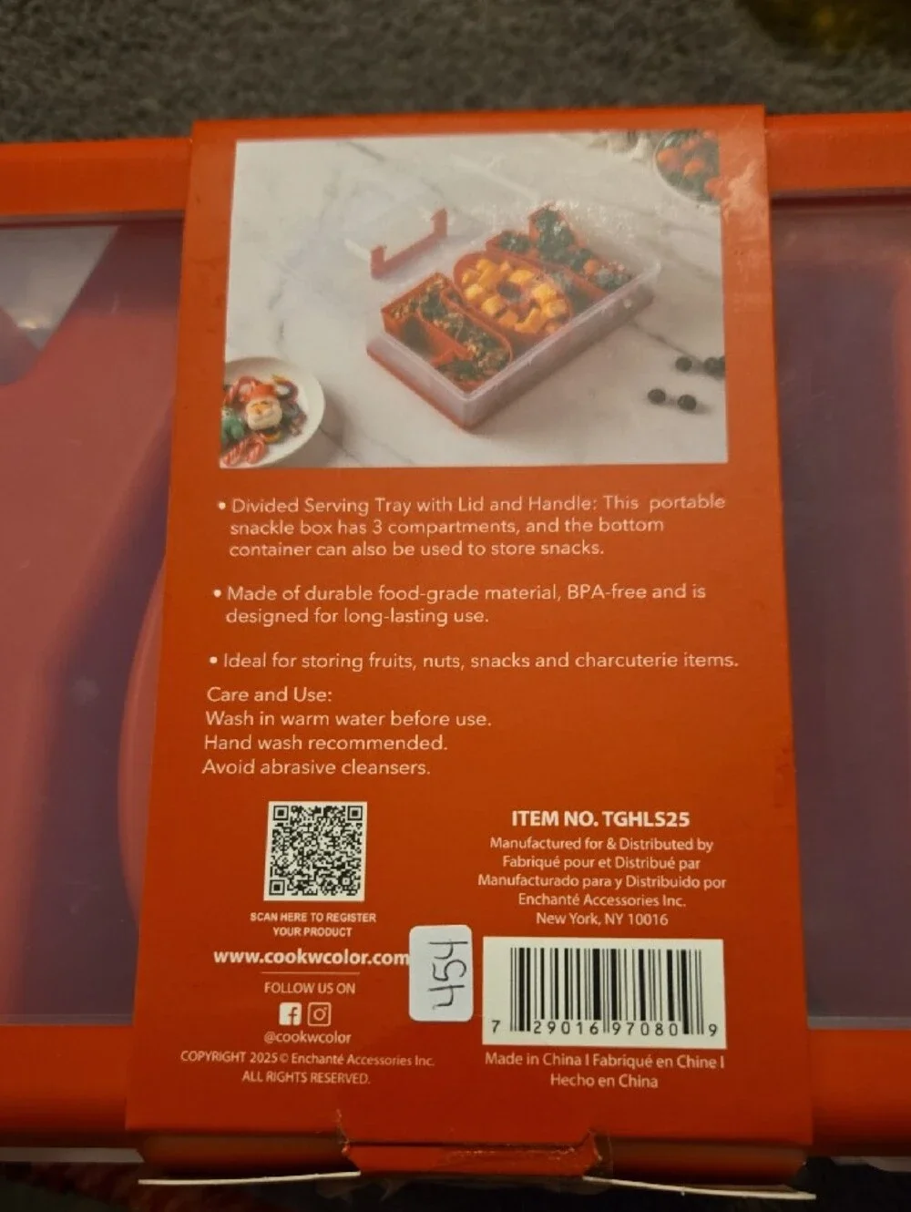 Snap-Lock Red Snack Box - Divided Food Storage  #454
